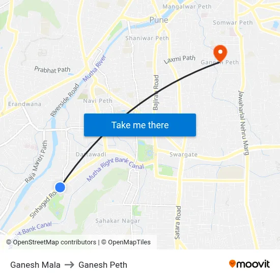 Ganesh Mala to Ganesh Peth map