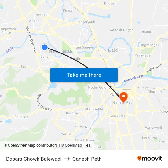 Dasara Chowk Balewadi to Ganesh Peth map