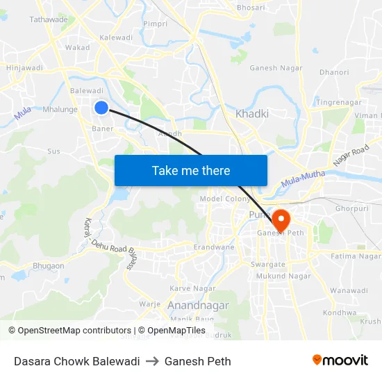 Dasara Chowk Balewadi to Ganesh Peth map