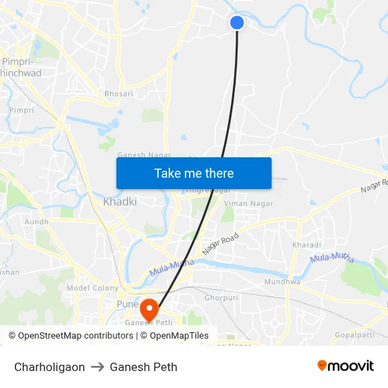 Charholigaon to Ganesh Peth map