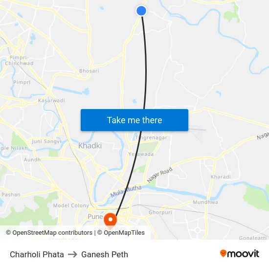 Charholi Phata to Ganesh Peth map