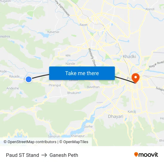 Paud ST Stand to Ganesh Peth map