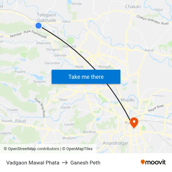 Vadgaon Mawal Phata to Ganesh Peth map