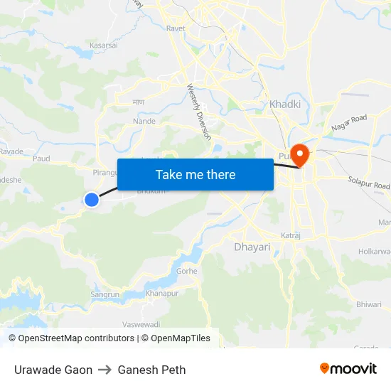 Urawade Gaon to Ganesh Peth map