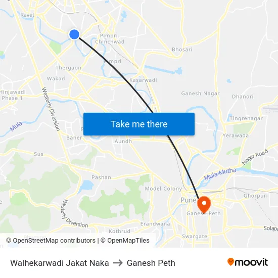 Walhekarwadi Jakat Naka to Ganesh Peth map