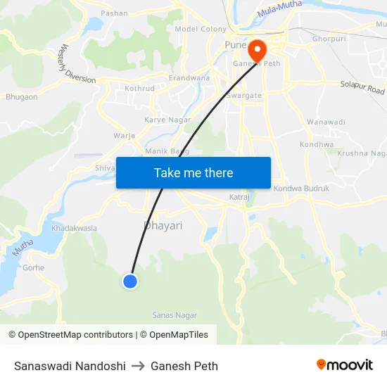 Sanaswadi Nandoshi to Ganesh Peth map