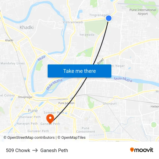 509 Chowk to Ganesh Peth map
