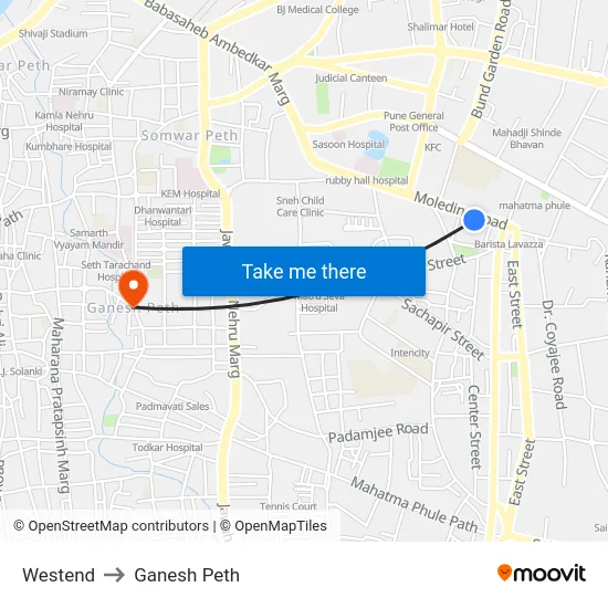 Westend to Ganesh Peth map