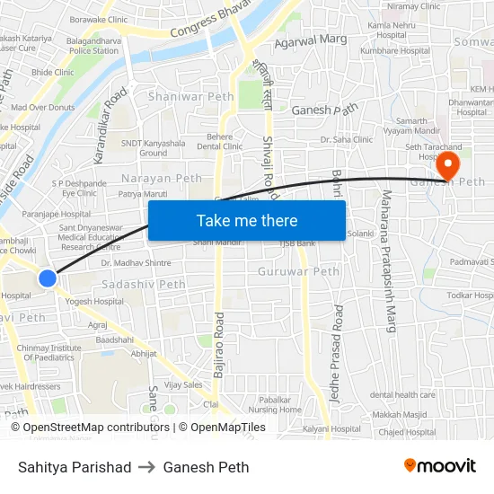 Sahitya Parishad to Ganesh Peth map