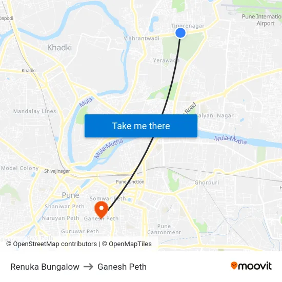 Renuka Bungalow to Ganesh Peth map