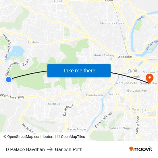 D Palace Bavdhan to Ganesh Peth map