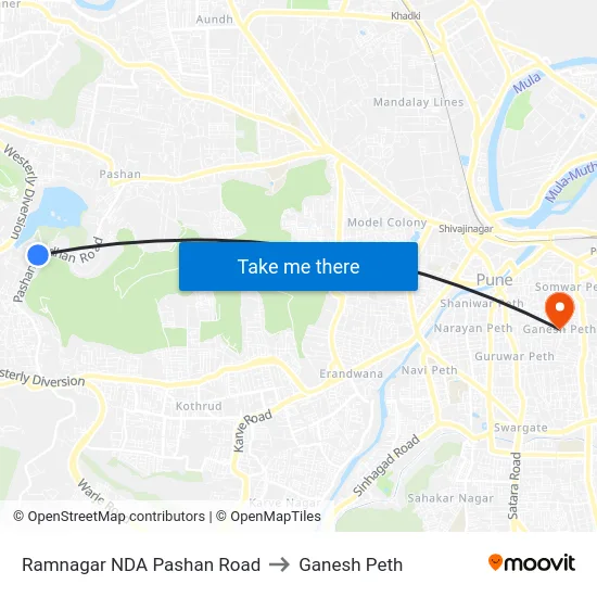 Ramnagar NDA Pashan Road to Ganesh Peth map
