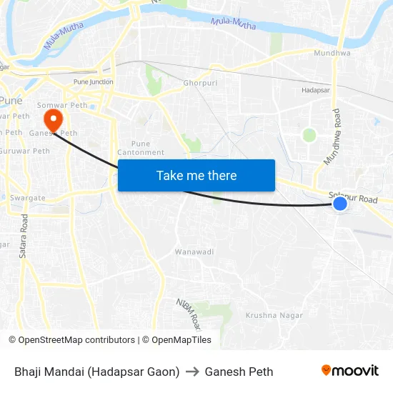 Bhaji Mandai (Hadapsar Gaon) to Ganesh Peth map