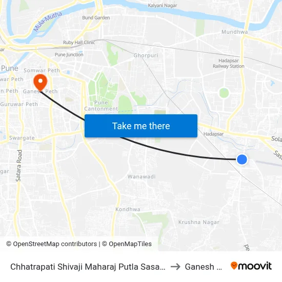 Chhatrapati Shivaji Maharaj Putla Sasane Nagar to Ganesh Peth map