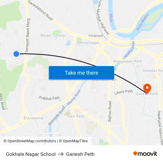 Gokhale Nagar School to Ganesh Peth map