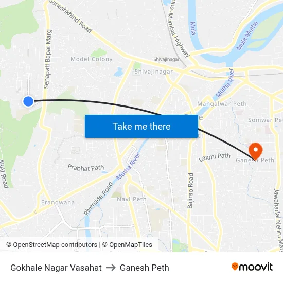 Gokhale Nagar Vasahat to Ganesh Peth map