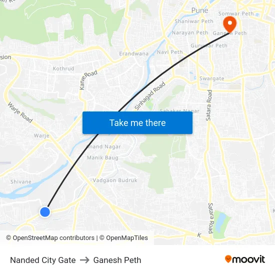 Nanded City Gate to Ganesh Peth map