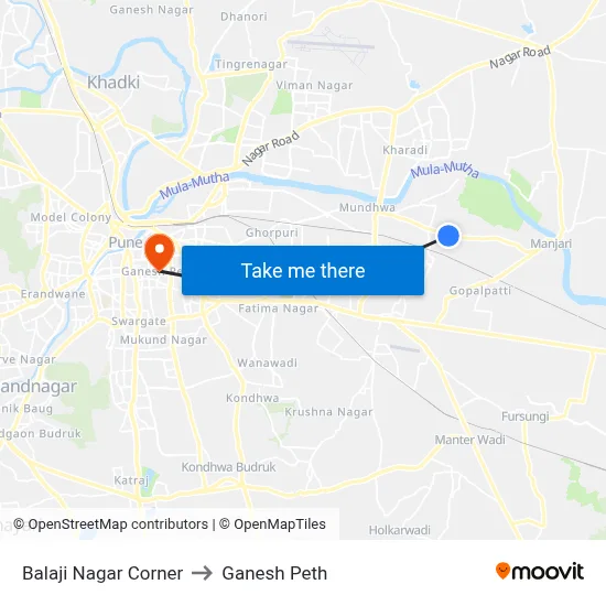 Balaji Nagar Corner to Ganesh Peth map