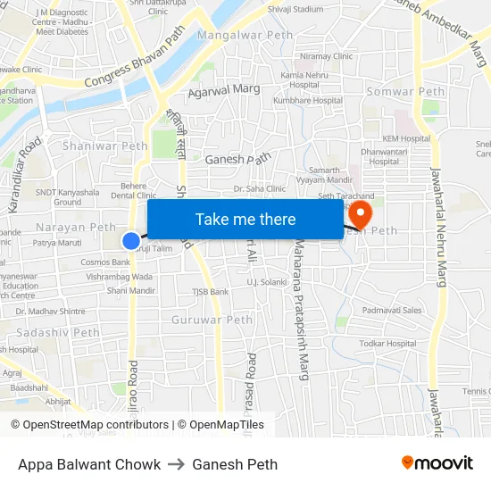 Appa Balwant Chowk to Ganesh Peth map