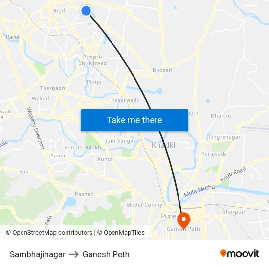 Sambhajinagar to Ganesh Peth map