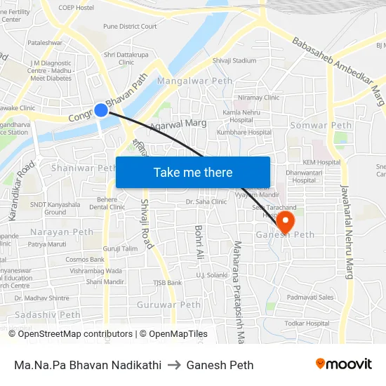 Ma.Na.Pa Bhavan Nadikathi to Ganesh Peth map