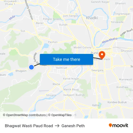 Bhagwat Wasti Paud Road to Ganesh Peth map