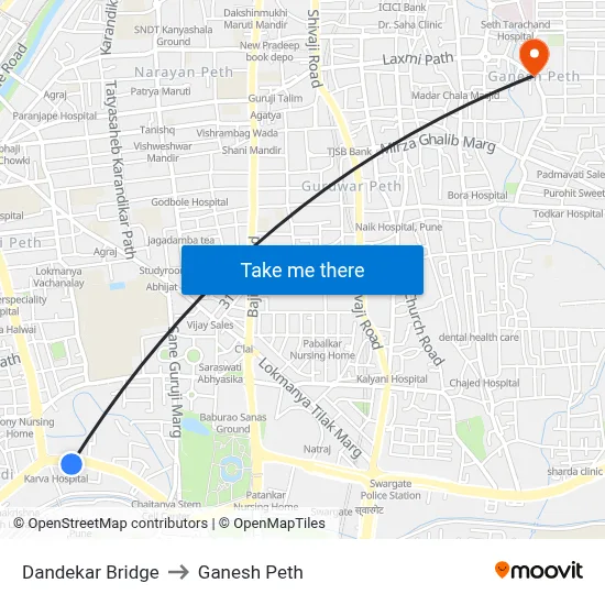 Dandekar Bridge to Ganesh Peth map