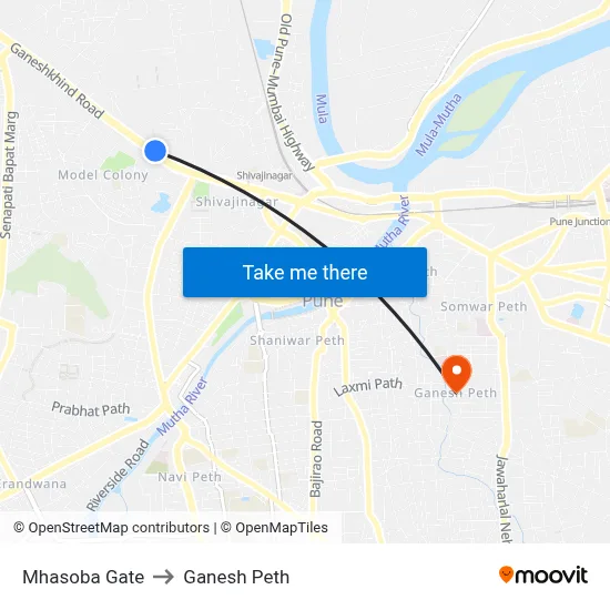 Mhasoba Gate to Ganesh Peth map