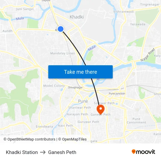 Khadki Station to Ganesh Peth map