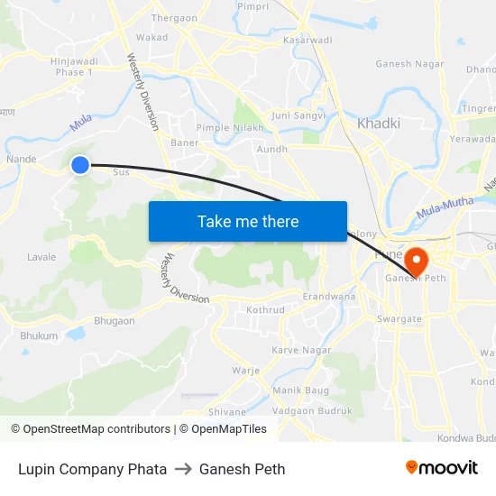 Lupin Company Phata to Ganesh Peth map