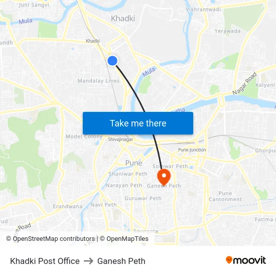 Khadki Post Office to Ganesh Peth map