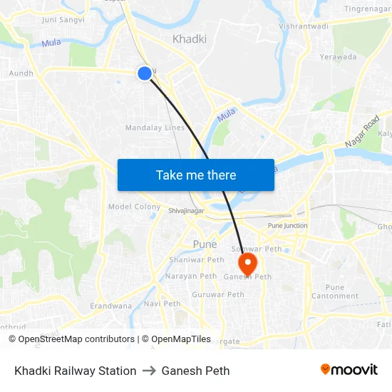 Khadki Railway Station to Ganesh Peth map