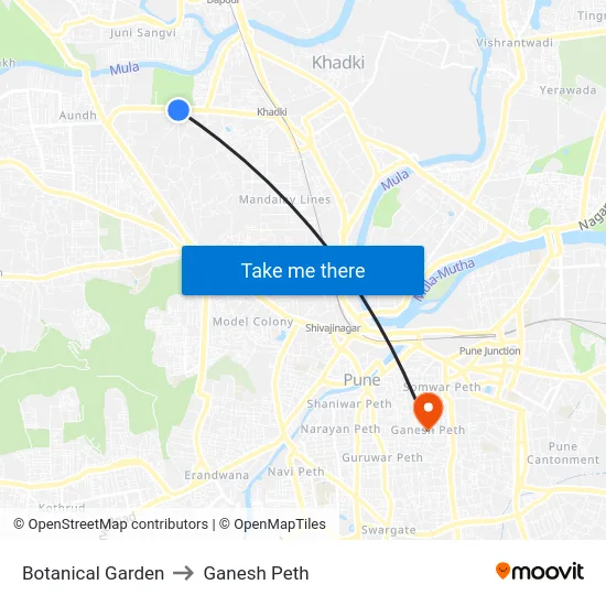Botanical Garden to Ganesh Peth map