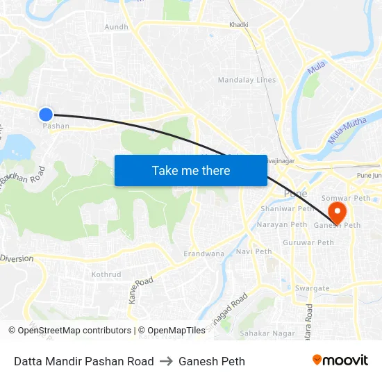 Datta Mandir Pashan Road to Ganesh Peth map