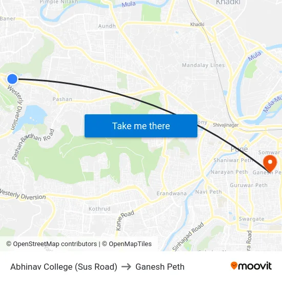 Abhinav College (Sus Road) to Ganesh Peth map