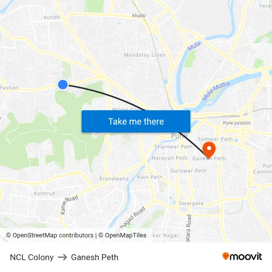 NCL Colony to Ganesh Peth map