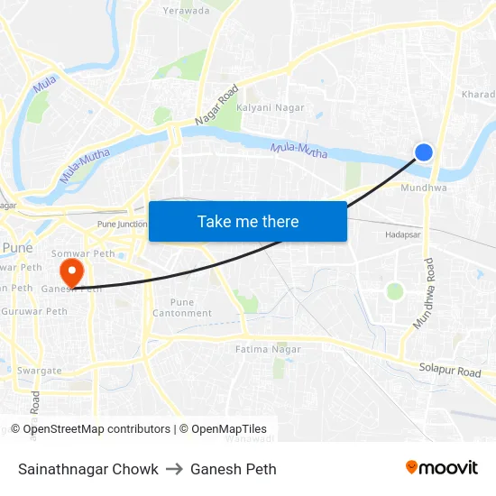 Sainathnagar Chowk to Ganesh Peth map