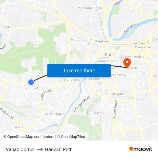 Vanaz Corner to Ganesh Peth map