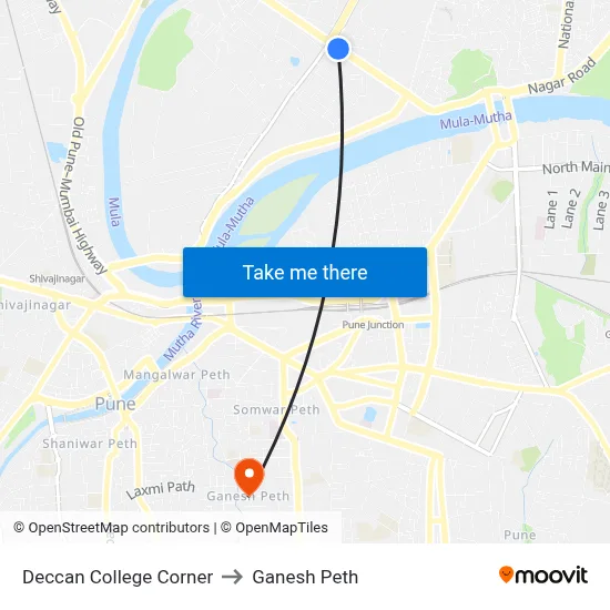 Deccan College Corner to Ganesh Peth map