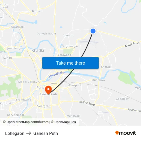 Lohegaon to Ganesh Peth map