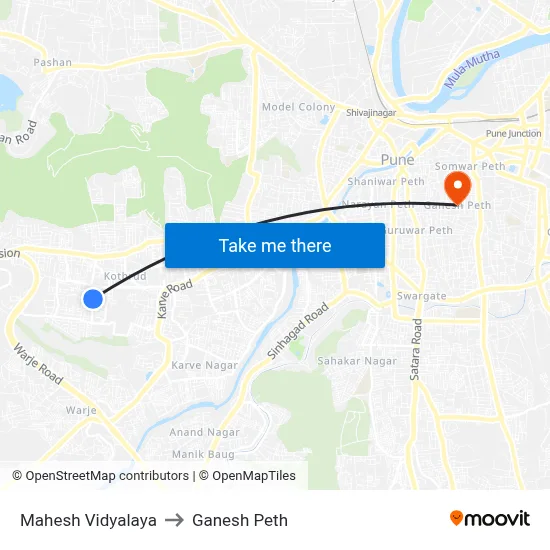 Mahesh Vidyalaya to Ganesh Peth map