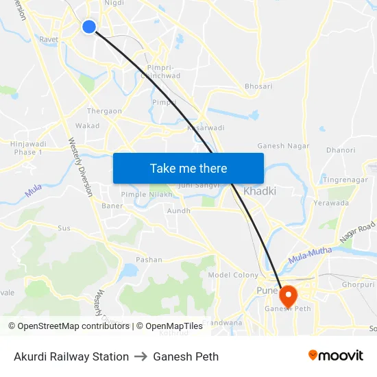 Akurdi Railway Station to Ganesh Peth map