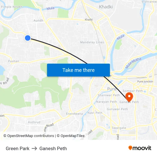 Green Park to Ganesh Peth map