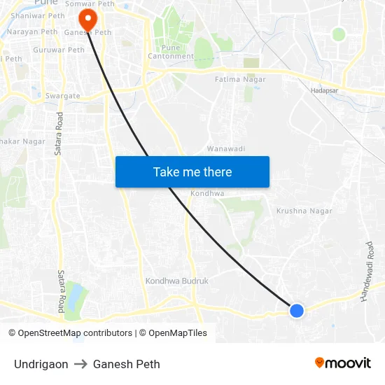 Undrigaon to Ganesh Peth map