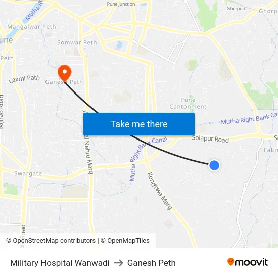 Military Hospital Wanwadi to Ganesh Peth map