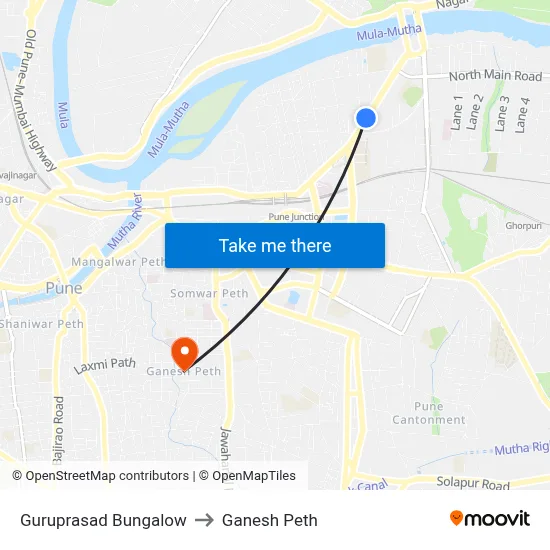 Guruprasad Bungalow to Ganesh Peth map