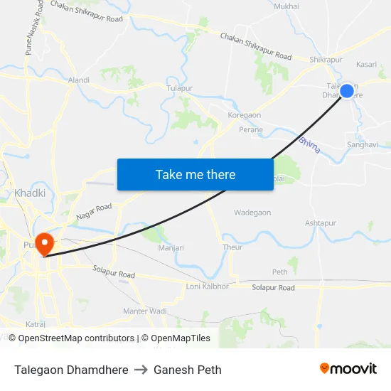 Talegaon Dhamdhere to Ganesh Peth map