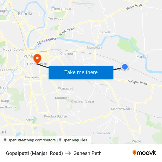 Gopalpatti (Manjari Road) to Ganesh Peth map