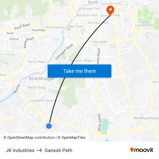JK Industries to Ganesh Peth map