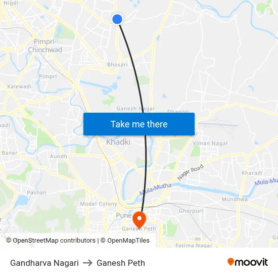 Gandharva Nagari to Ganesh Peth map